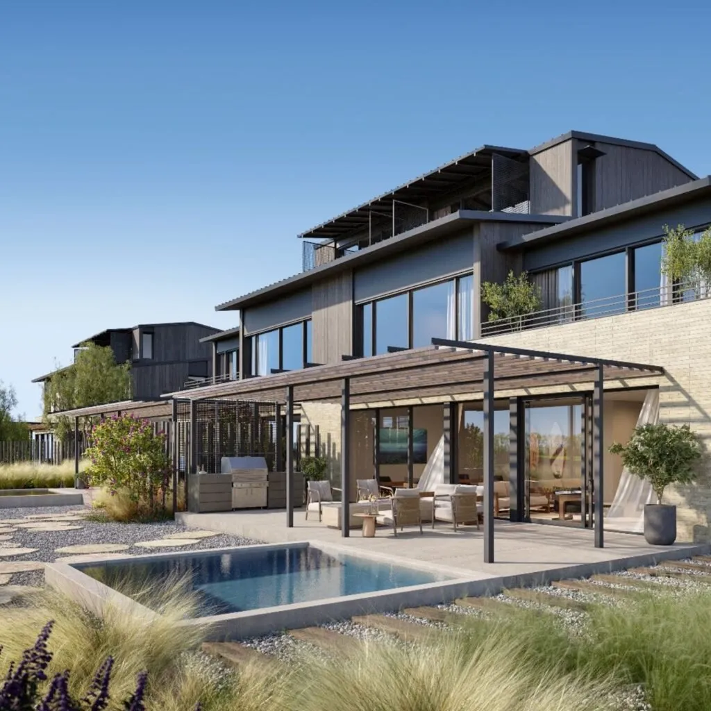 3D exterior rendering for Austin Surf Club residential community in Texas