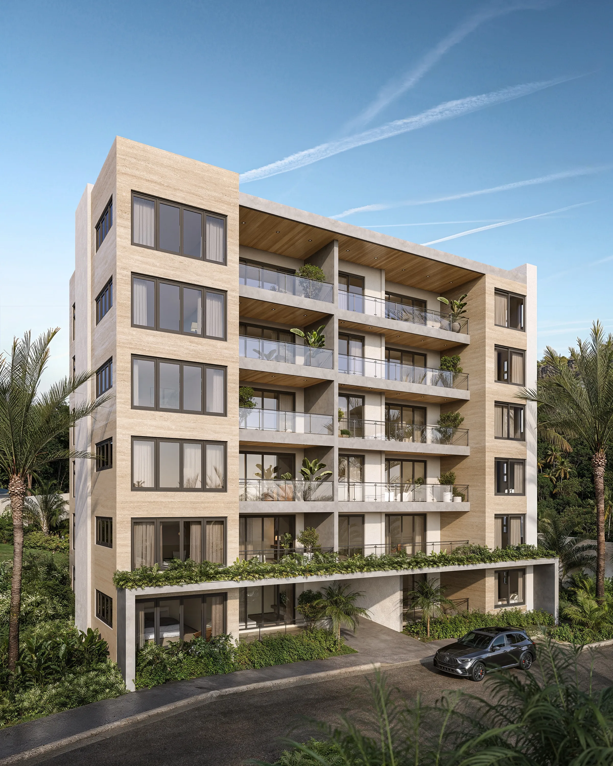 The Elysian exterior rendering, hero angle