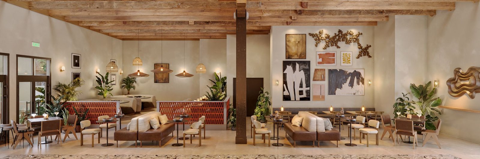 interior 3d rendering show a restruant in sanf fransisco - american bites
