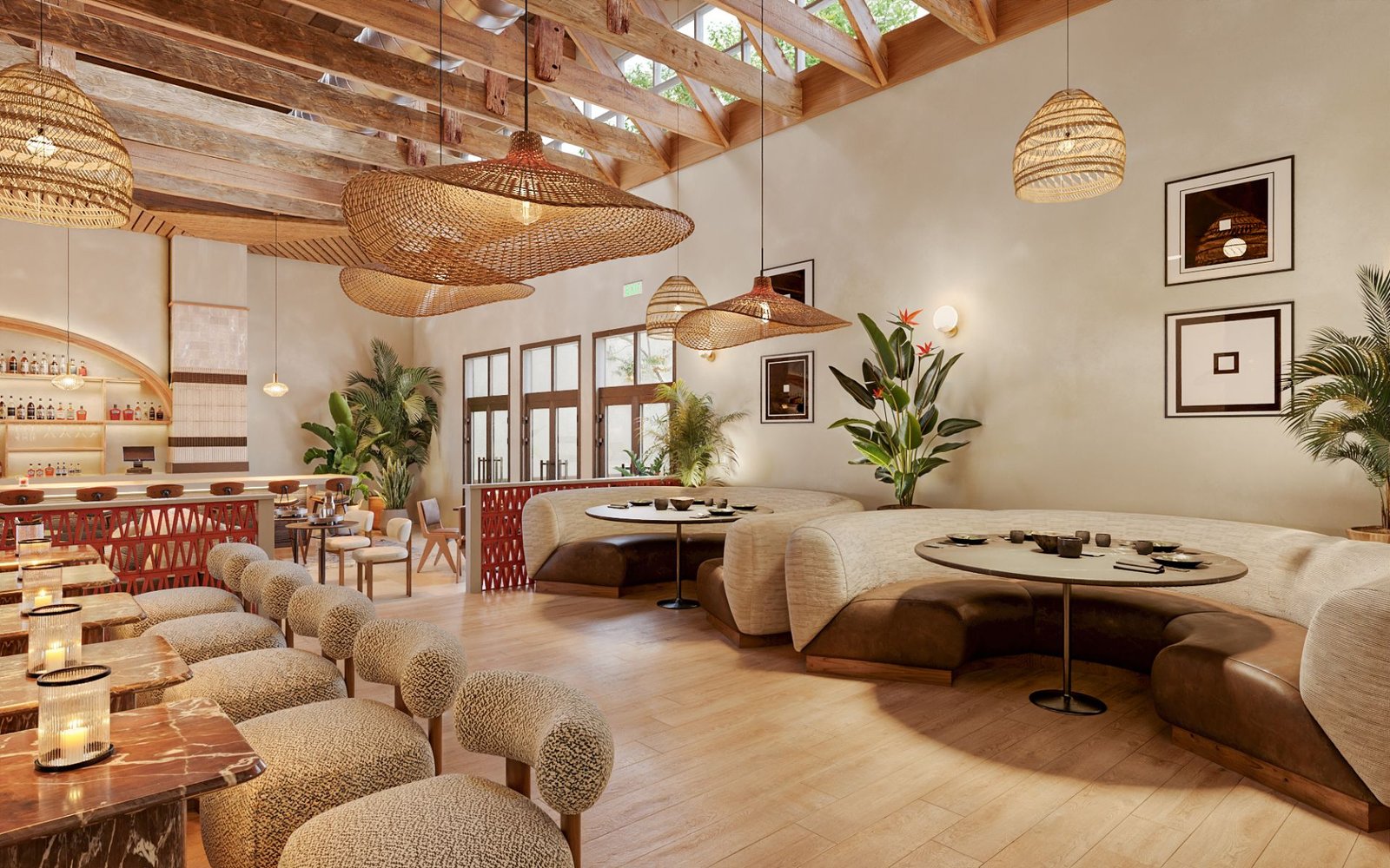 interior 3d rendering show a restruant in sanf fransisco - american bites