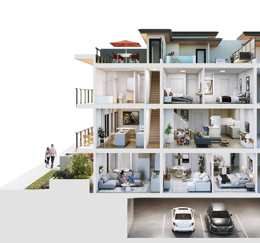 3D Dollhouse Floor Plan Townhouse