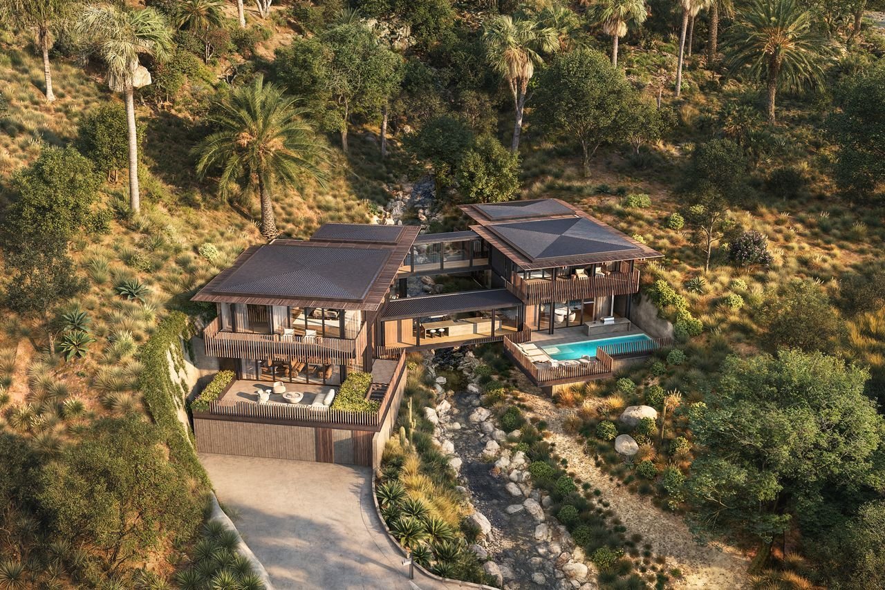 3d aerial rendering luxury house carrizo califonia