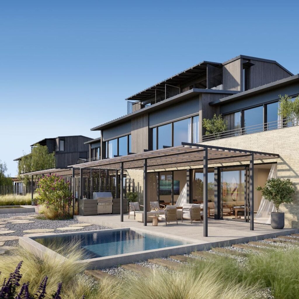3D exterior rendering for Austin Surf Club residential community in Texas