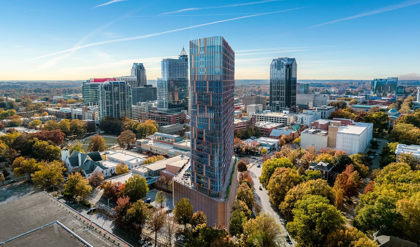 Mixed-use, malls, skyscrapers exterior 3D rendering