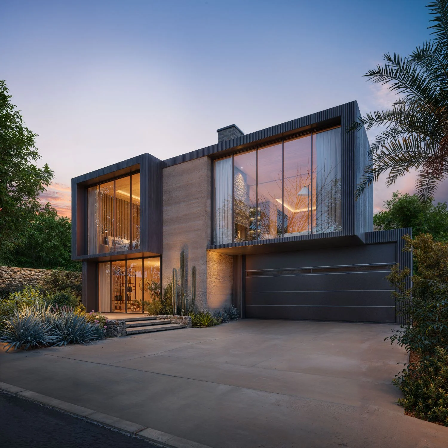 3D architectural rendering of a modern ultra-luxury home on Stradella Road, Bel-Air, Los Angeles