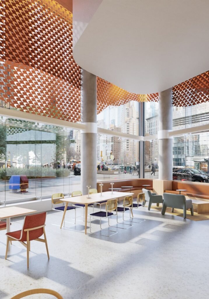 3d interior rendering show Capital One Cafe at columbus square in NYC