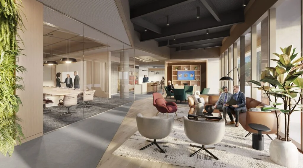 3d interio rendering linkedin new headquarters palo alto california