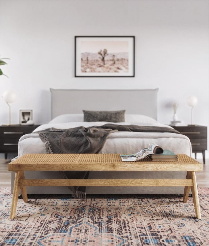 3D product furniture rendering of a bench