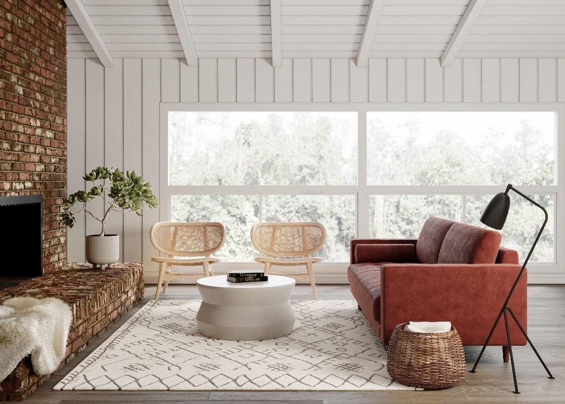 3D product rendering of furniture in a living room