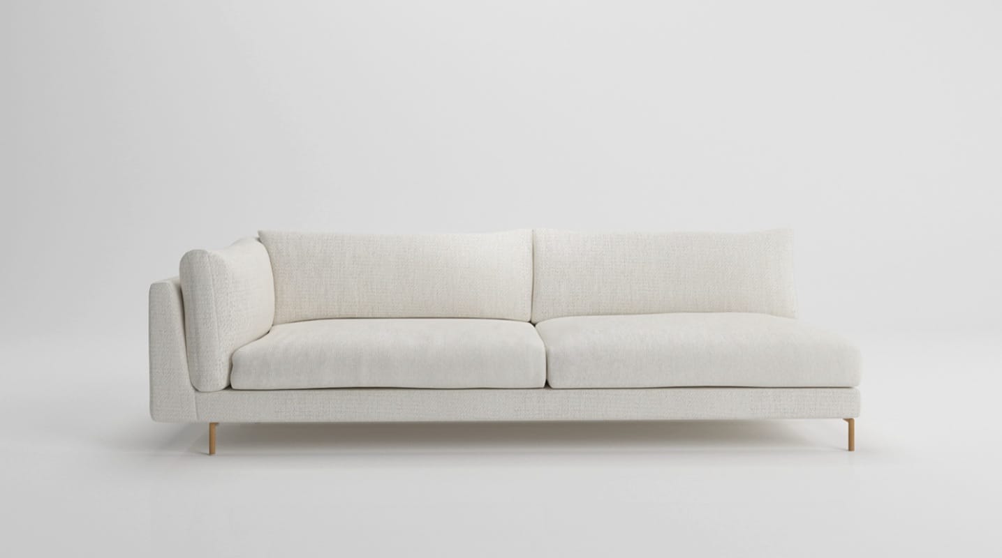 3D product rendering of a sofa on a white background