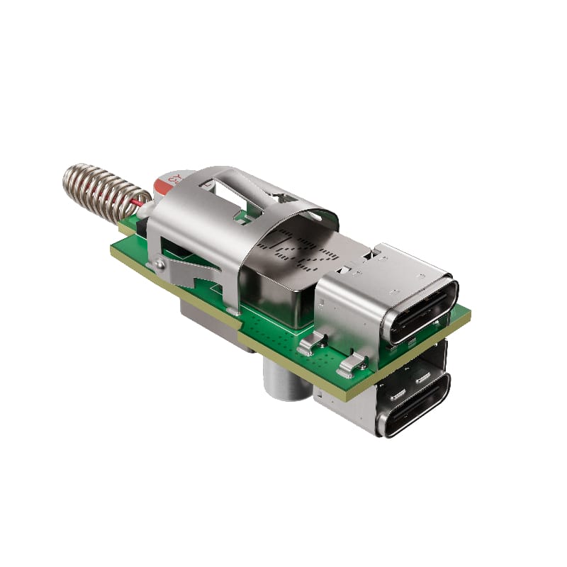 3D product rendering of a dual USB car power adapter