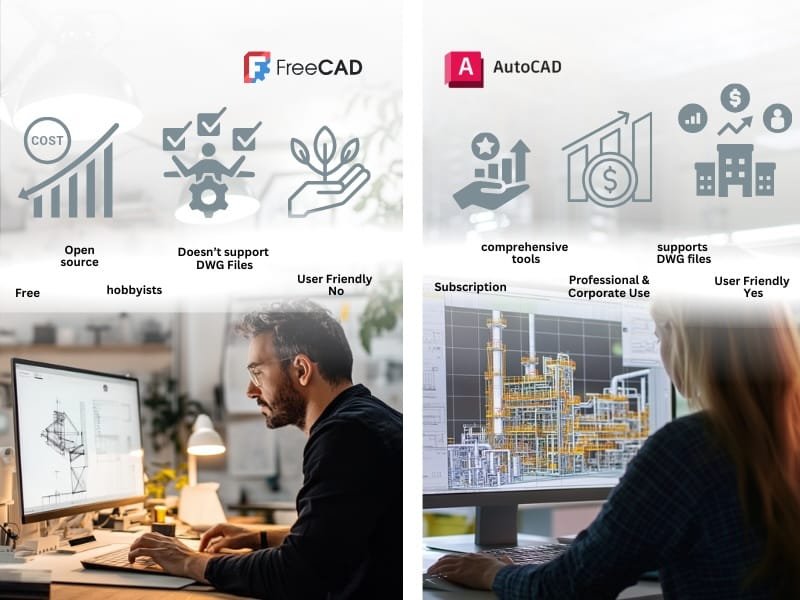 FreeCAD and AutoCAD feature comparison