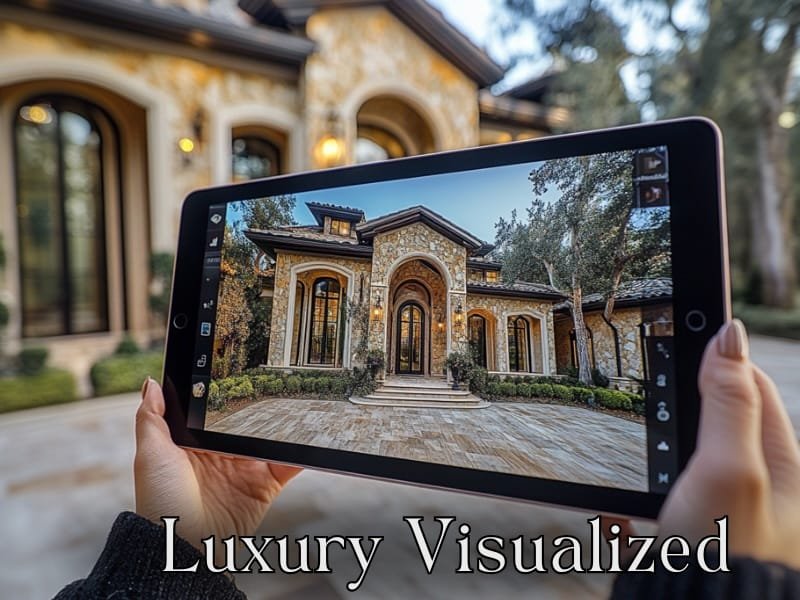Luxury property tour on tablet