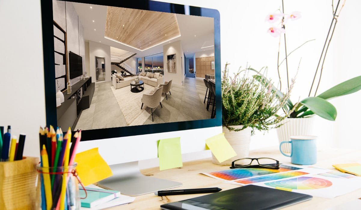 computer screen showing rendering