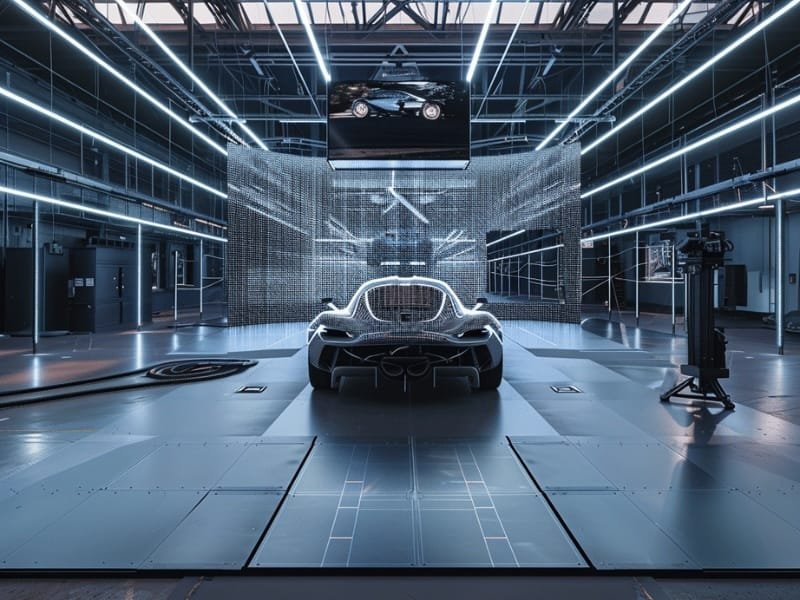 vehicle in the middle of a studio