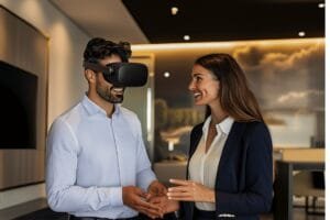 couple using virtual reality in real estate