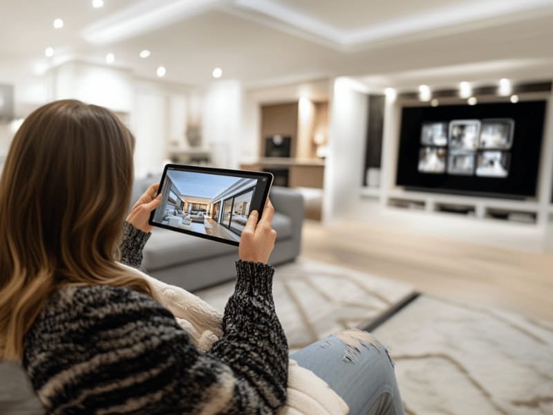 woman looking at home vr properties